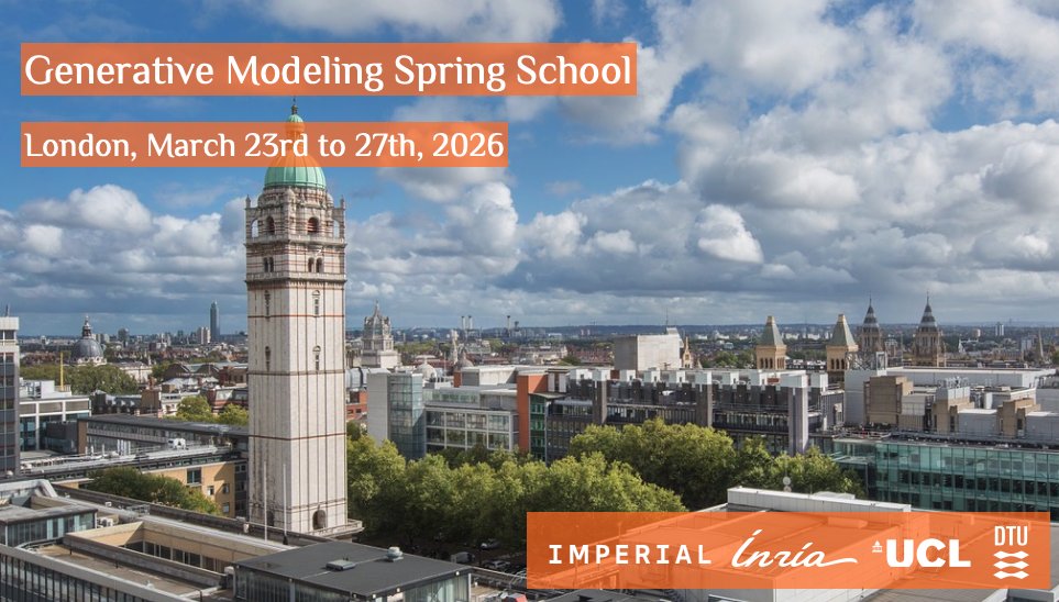 liyzhen2's tweet image. GeMSS 2026 will come to London from Mar 23 - Mar 27, apply by Jan 23 
- imho no.1 research school in Europe on generative models
- 3-day crash course on foundations 
- 2-day frontier talks (diffusion, LLM for math, AI4Science, etc.)
@jesfrellsen @pamattei @jmtomczak @bguedj