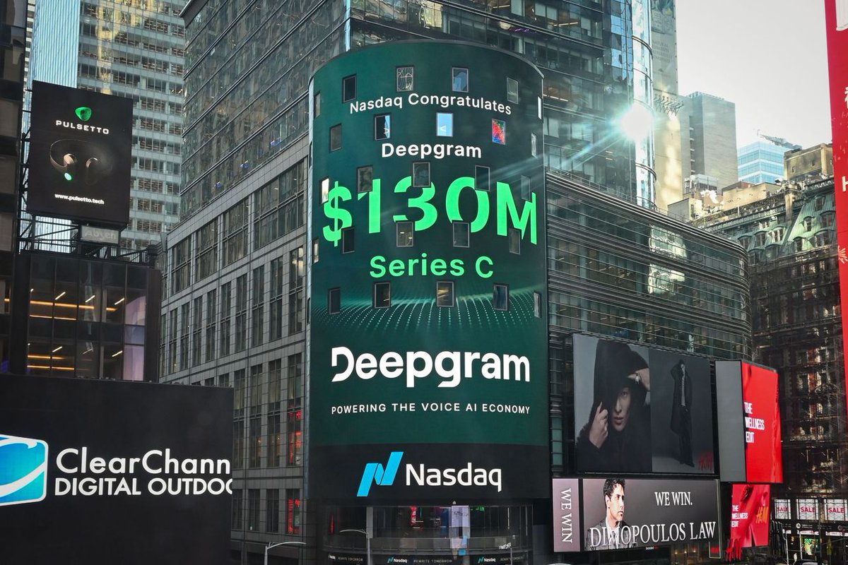 📈 We took over the <a href="/Nasdaq/">Nasdaq</a> billboard in Times Square!  The moment feels surreal, not because of the flashy lights or location, but because of what it represents:

- Over 50,000 years of audio processed
- Over 1 trillion words transcribed
- 200,000+ developers building with