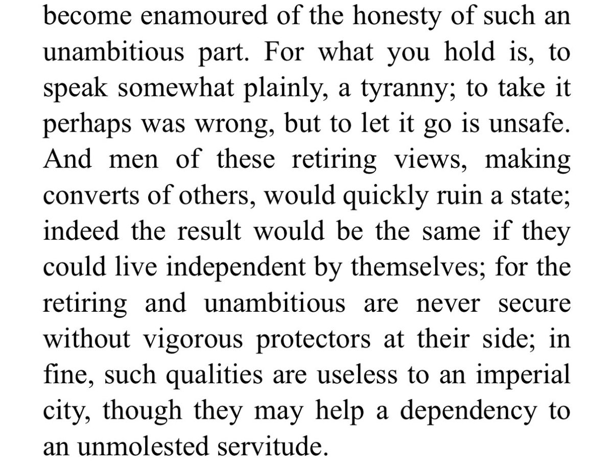 Every Western man should read Pericles's last oration. Like Pericles told the Athenians, I tell you: The empire your ancestors won was perhaps a tyranny. But you must now either keep it or expose yourselves, defenseless, to the animosities they incurred.