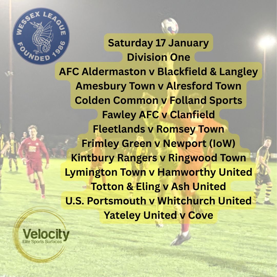 𝐂𝐨𝐦𝐢𝐧𝐠 🆙 on Saturday 17 January here are your #WessexOne fixtures weather permitting.