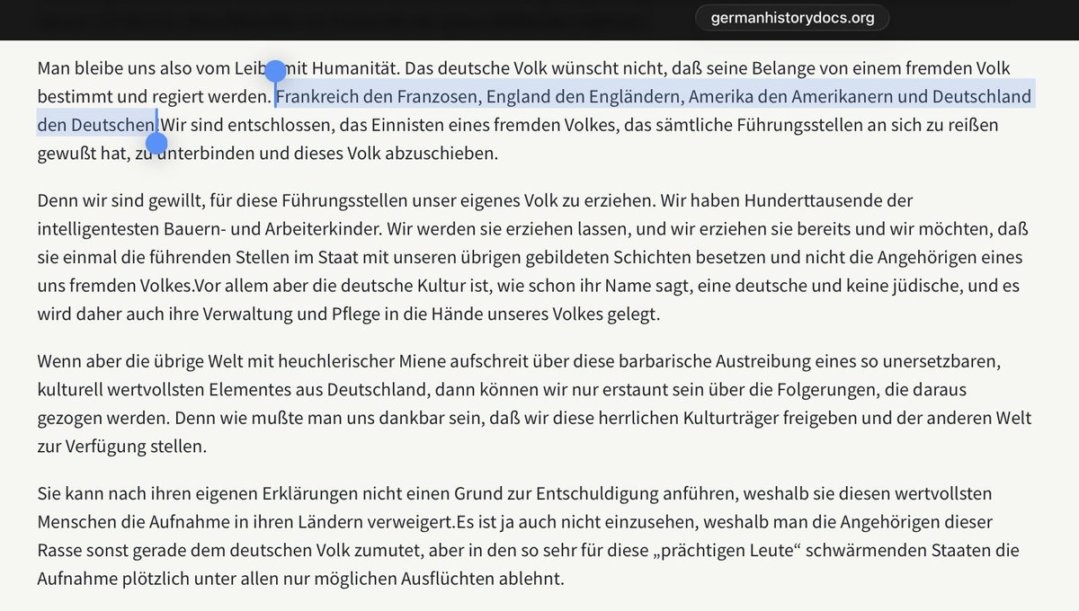 jimstewartson's tweet image. You know who literally said the line “America is for Americans”?
—Adolf Hitler, Reichstag, January 30, 1939

“Frankreich den Franzosen, England den Engländern, Amerika den Amerikanern und Deutschland den Deutschen!”

The U.S. federal government has been seized by a Nazi cult.