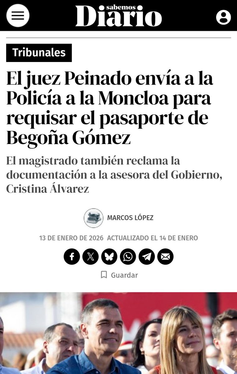 UACD_Youtube's tweet image. 🔥ÚLTIMA HORA🔥
Como ya han informado algunos medios, el juez Peinado ha pedido Auxilio Policial ante la negativa de Begoña Gómez a entregar su Pasaporte tras más de 2 meses desde que se lo requirió.

Esta actitud de obstrucción a la Justicia de la mujer de Pedro Sánchez debería…