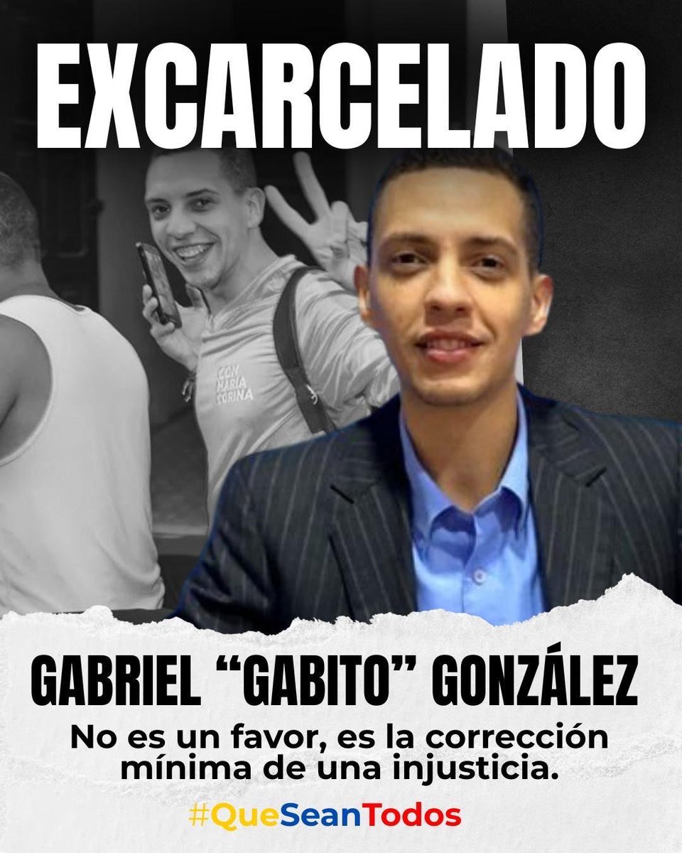 ConVzlaComando's tweet image. Desde el Comando Con Vzla confirmamos la excarcelación de nuestros periodistas:
- Gabriel “Gabito” González
- Julio César Balza

Presos políticos del régimen desde junio 2024 y enero 2025, respectivamente. 

¡Nunca debieron estar secuestrados! 

Seguiremos alzando la voz hasta…