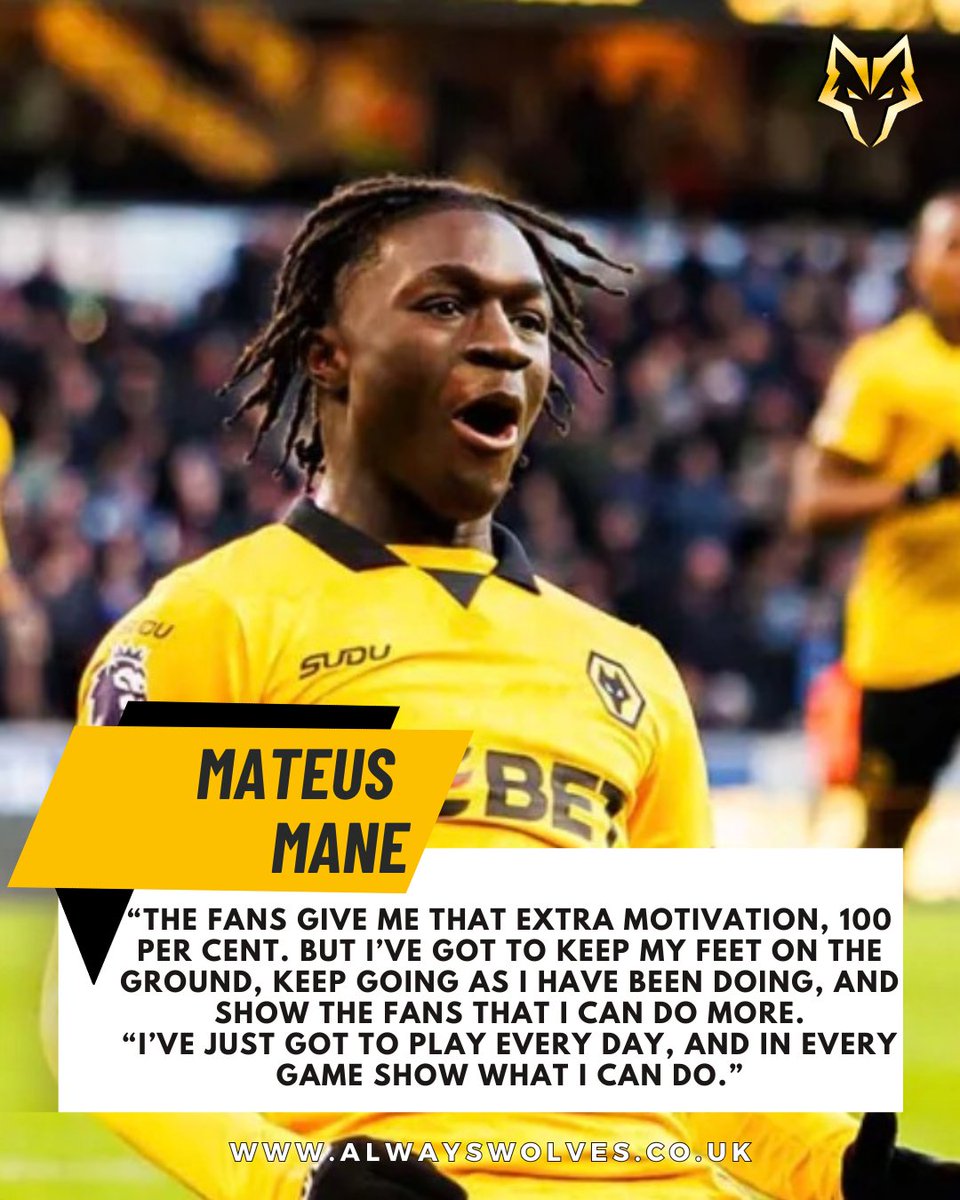 Mateus Mane 🗣️

“The fans give me that extra motivation, 100 per cent. But I’ve got to keep my feet on the ground, keep going as I have been doing, and show the fans that I can do more.

“I’ve just got to play every day, and in every game show what I can do.”

#wwfc