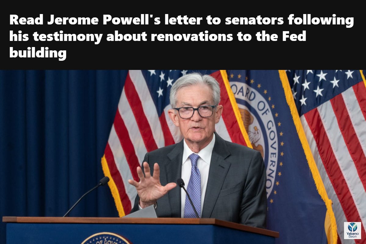 Business Insider:

Jerome Powell’ın Fed binası yenilemeleriyle ilgili ifadesinin ardından senatörlere gönderdiği mektup 🏛️

🔹 ABD Merkez Bankası Başkanı Jerome Powell, Fed binalarındaki yenilemeler hakkında Kongre’deki ifadesinin ardından Bankacılık, Konut ve Kentsel İşler