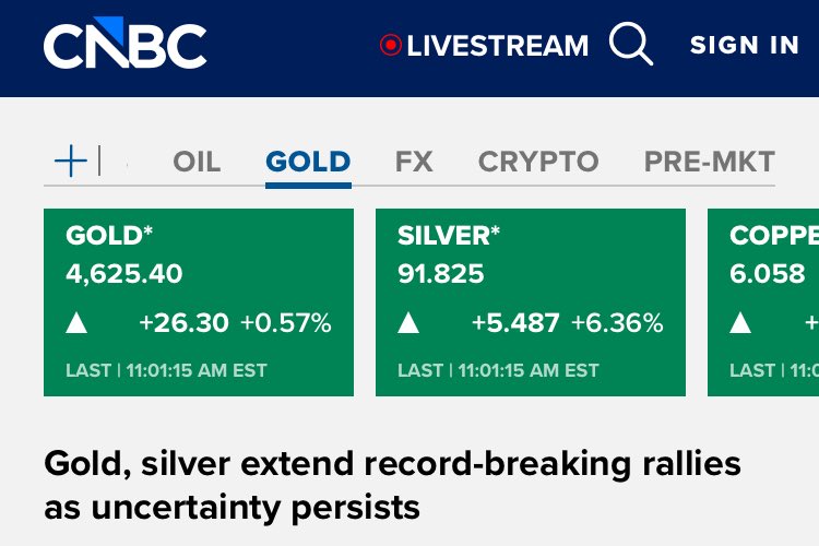 JoeLang51440671's tweet image. SILVER update:

SILVER futures in New York already over $90.

But look at the price in Shanghai.

It’s already over $100.

And look at the stock market.

It was just recently at all time highs.
Being led by a handful of big tech companies.

But while SILVER is spiking much