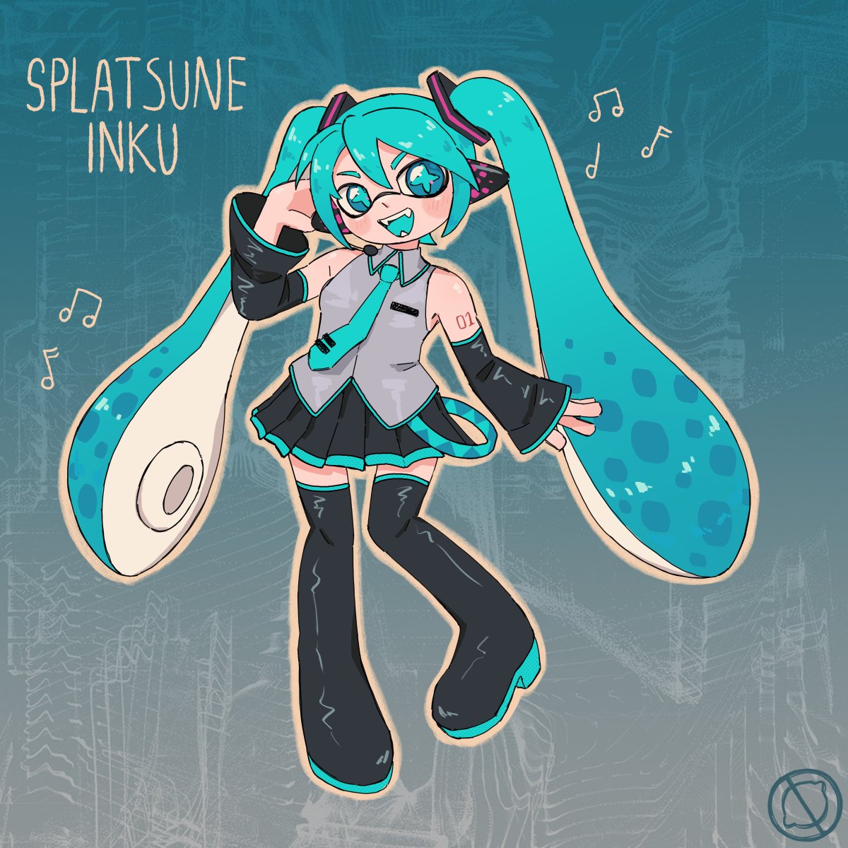 notgrease's tweet image. splatsune inku doodle