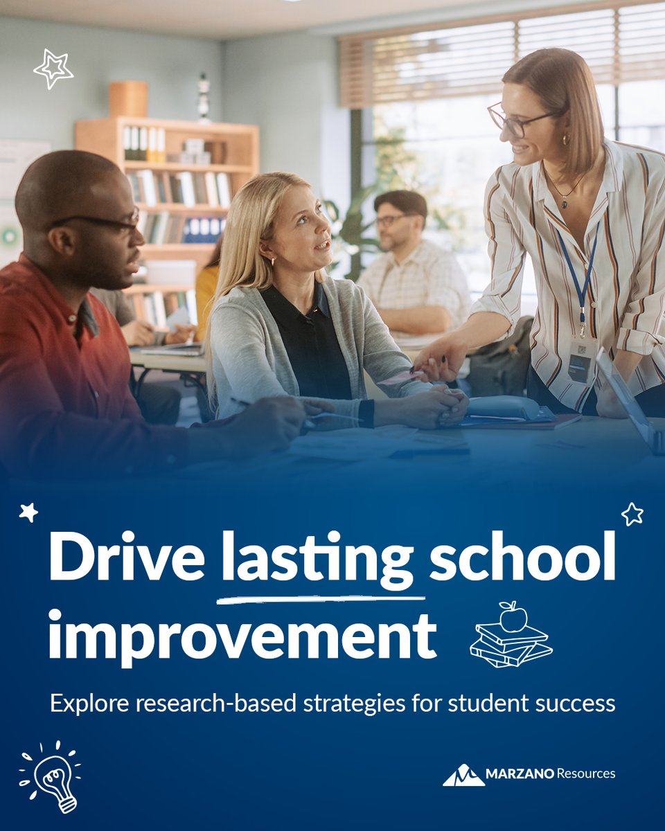 MarzanoResource's tweet image. Sustainable school improvement starts with research—and educators who believe in it.
Discover strategies that move student success forward:
marzanoresources.com/books-videos/s…
#SchoolImprovement #EducatorSupport #StudentSuccess