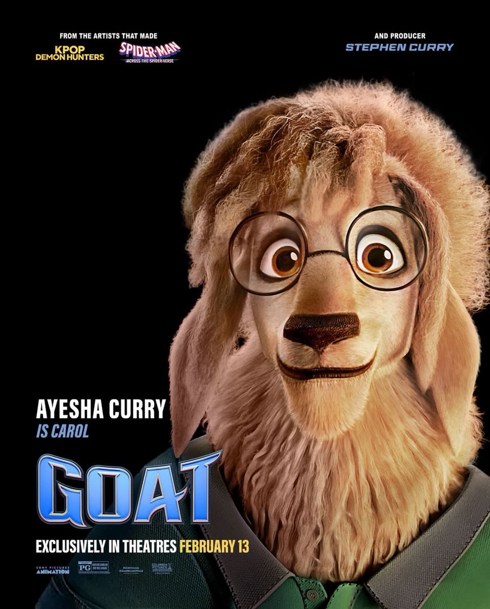 TheWarriorsTalk's tweet image. Tons of familiar names to star in Stephen Curry’s upcoming film “GOAT” 👀🔥

Andre Iguodala as Iggy the Ref
Ayesha Curry as Carol
Dwyane Wade as Rosette
Angel Reece as Propp
A’Ja Wilson as Kouyate
Kevin Love as Daskas
Stephen Curry as Lenny
and more..

(via @SonyAnimation)