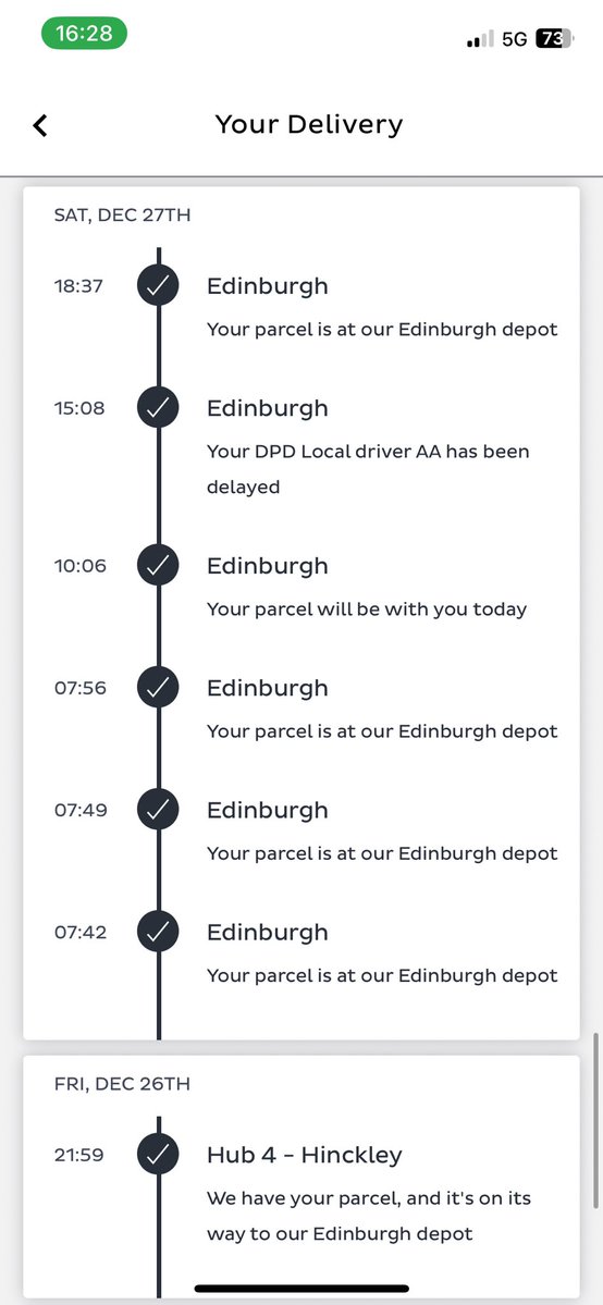 reepetit1dynamo's tweet image. @dpd_uk can you please explain why my parcel has been stuck in Edinburgh depot and been up and down the country since December 23rd. I’ve logged 3 enquiries since to get my parcel back. No text or comms received. I need answers!