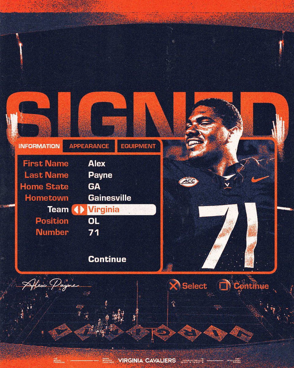 Welcome to Virginia.

OLine room just got bigger, top high school OT <a href="/Alex_Payne_71/">Alex Payne</a> is joining the Hoos

#GoHoos 🔶⚔️🔷