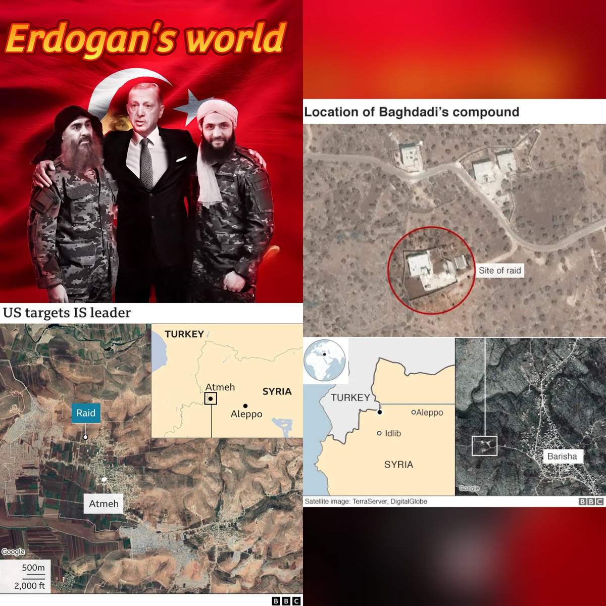 Ukrainene's tweet photo. @LindseyGrahamSC Their army is crawling with ISIS terrorists. last month, a Jolani militant killed two US soldiers and their translator. Both ISIS leaders were found and killed in areas under the control of Jolani 🇹🇷. Do not allow Turkey and these terrorists to carry out a genocide against  Kurds https://t.co/8uRpKBJupO