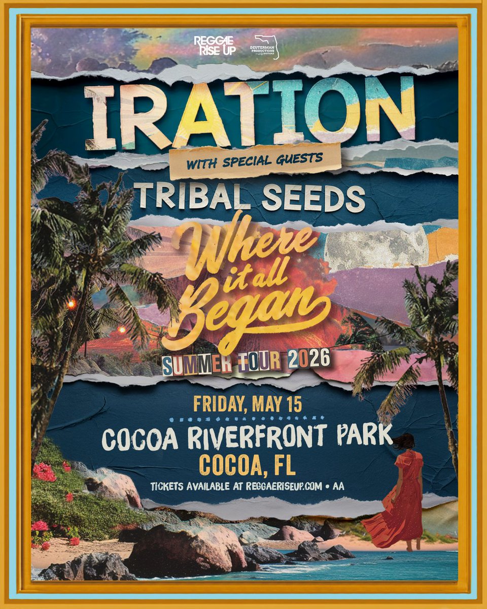 LNEPresentsFL's tweet photo. In Case You Missed It @Iration is bringing their Where It All Began Summer Tour to Cocoa Riverfront Park on May 15 ☀️🌴

🎶 With Special Guest: @TribalSeeds 

Rally your reggae crew 🔊

📍Cocoa Riverfront Park
🎫 Tickets On Sale Now @ https://t.co/AErklcCh9B https://t.co/LfnKMvBjqU