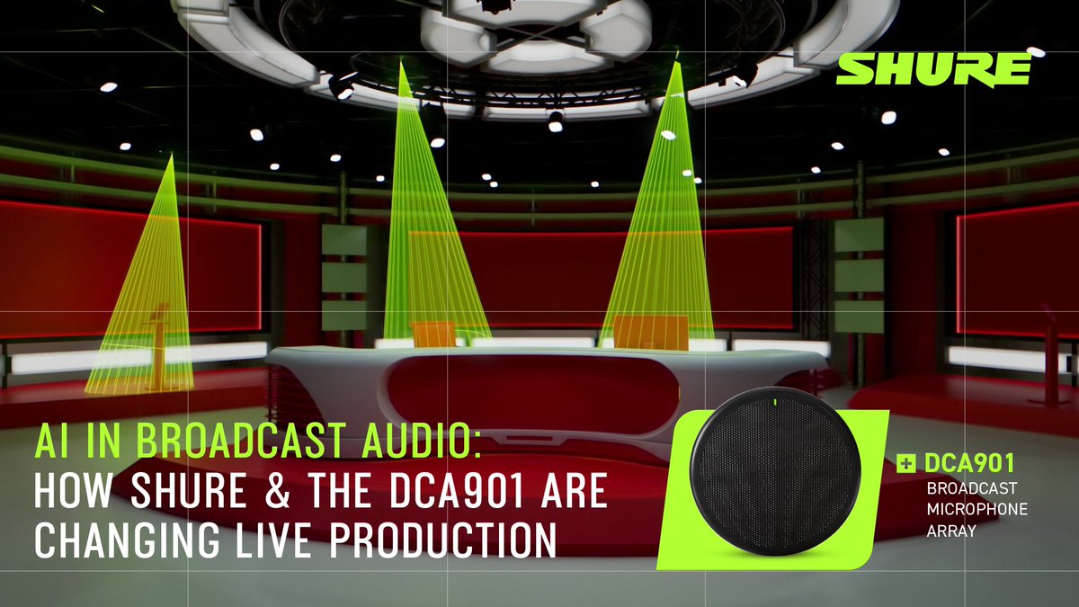 shure's tweet image. The future of live production is intelligent audio. At IBC, Shure paired the DCA901 with agentic AI to transform live broadcast production into an adaptive, creative experience, enabling smarter workflows, immersive sound, and more control. 

Learn more: shu.re/49Rwc2K