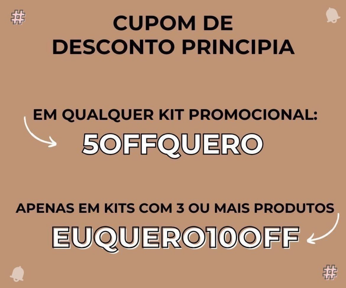 Promosedesc's tweet image. Boa noite com cupom de desconto principia &amp;lt;3
E CHEGOU PROTETOR SOLAR COM COR NO SITE!!!
😍😍😍😍😍😍😍
Em qualquer kit promocional:        
5OFFQUERO                     
Apenas em kits com 3 ou mais produtos:   EUQUERO10OFF