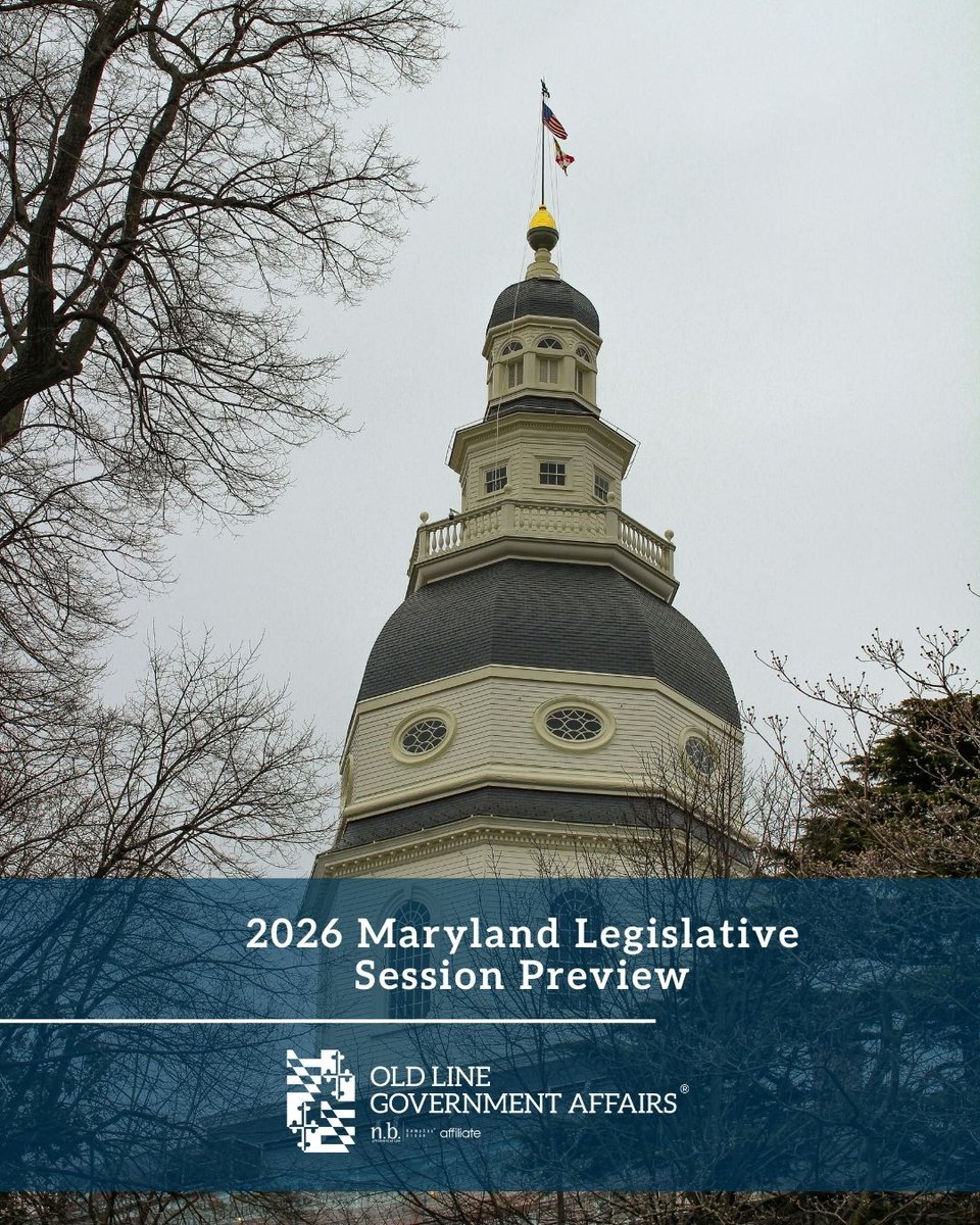 OldLineGov's tweet photo. Welcome back to Annapolis! As the 2026 Maryland Legislative Session kicks off, Lobbyist and Senior Director of Government Affairs Aaron Greenfield shares a preview of what’s to come: https://t.co/qP0n7f4Gdp 

#MGA26
#MDPolitics
#MDLobbyist https://t.co/yHiWDBBZja