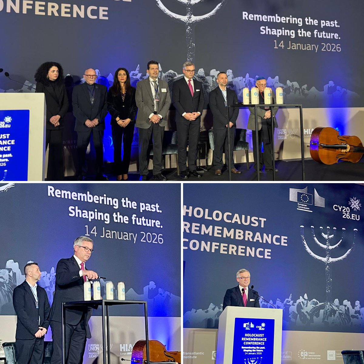 EUAntisemitism's tweet photo. “Remembering the #Holocaust is a constant call for action. We must intensify our efforts to eliminate #antisemitism at its roots -in classrooms, on social media platforms &amp; on our streets - every day.” @magnusbrunner
at #HolocaustRemembranceConference2026
#NeverAgain #WeRemember https://t.co/GFwjOiO15e