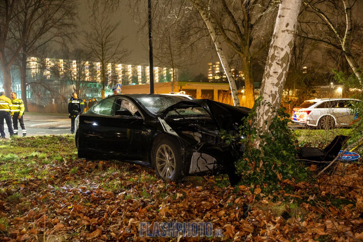 Auto rijdt tegen boom aan, bestuurder aangehouden in Vlaardingen