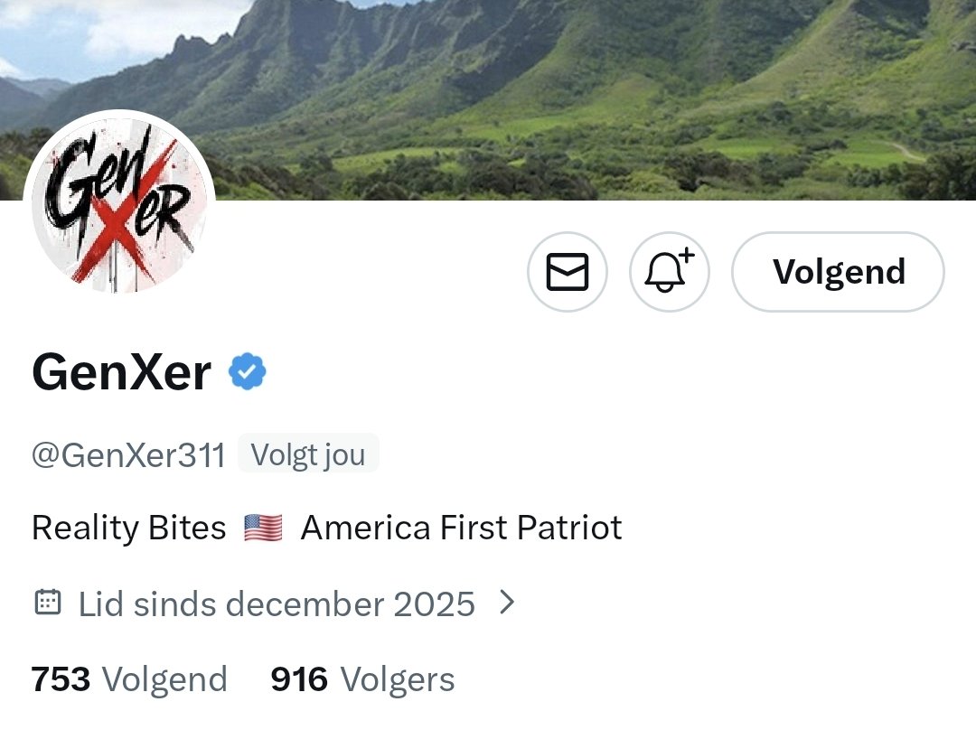 Dear X friends, 

Here's an America First patriot who's just getting started:

🇺🇸 <a href="/GenXer311/">GenXer</a> loves to engage and wants to make more friends ❤️ 

Let's lift this patriot over 1K today! 💪