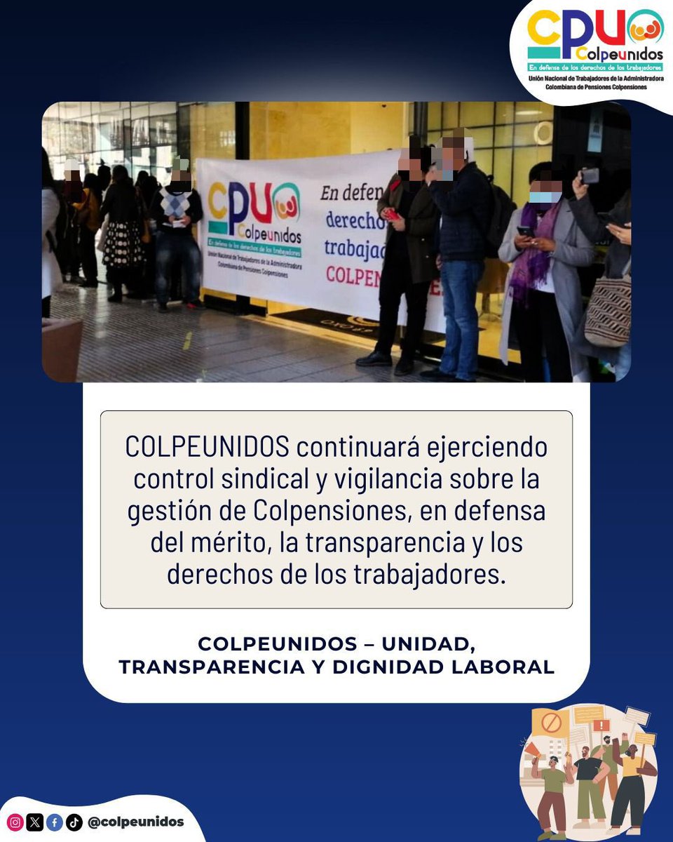 colpeunidos's tweet photo. 📰 BOLETÍN INFORMATIVO – COLPEUNIDOS

Hoy, @colpeunidos radicó varios derechos de petición ante @Colpensiones, solicitando información y documentos clave para garantizar:

🔍 Transparencia
⚖️ Defensa de los derechos laborales
👥 Respeto a las y los trabajadores https://t.co/DDaWWOHvDw