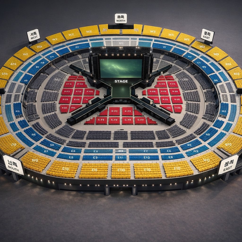 jooniefighting's tweet image. 세상좋아졌다 무대 예상도도 딸깍 하면 나오고 
- Ai에 넣어본 방탄 투어 고양 평면도