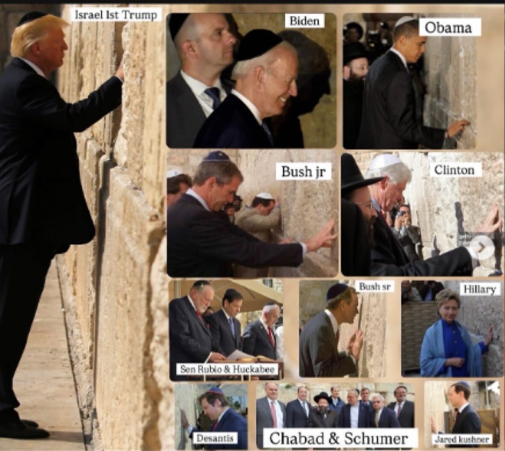 #Trump is a mason sitting in the lap of the Zionist Jewish lobby and a dog being walked on a leash. He is no different from other US Presidents. Zionist Jews use the USA for their goal of a single world government. 

In fact, those who discovered the American continent for this