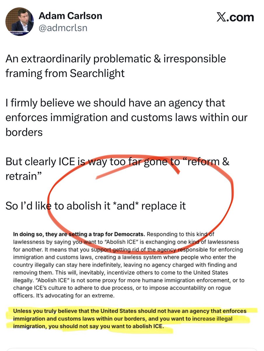 Folks, this is *exactly* what happened with “defund the police.” Everyone had to explain they didn’t really mean defund, they meant reform, reallocate etc (except for the few who really went there and meant defund). 

Don’t do it again with Abolish ICE.