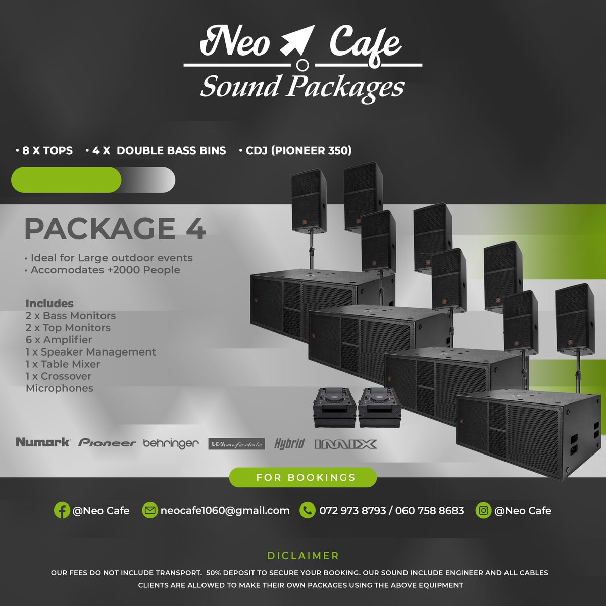 MarothiNeo's tweet photo. NEOCAFÊ SOUND EQUIPMENT 
Looking for Quality sound to elevate your event, look no further , we are NeoCafê Sound Equipment. We provide Quality Sound services for different Events at A Reasonable Price. 
Contact us on 0729378793 or +27 (60) 758-8683 
neocafe1060@gmail.com https://t.co/dDRoZYFKli