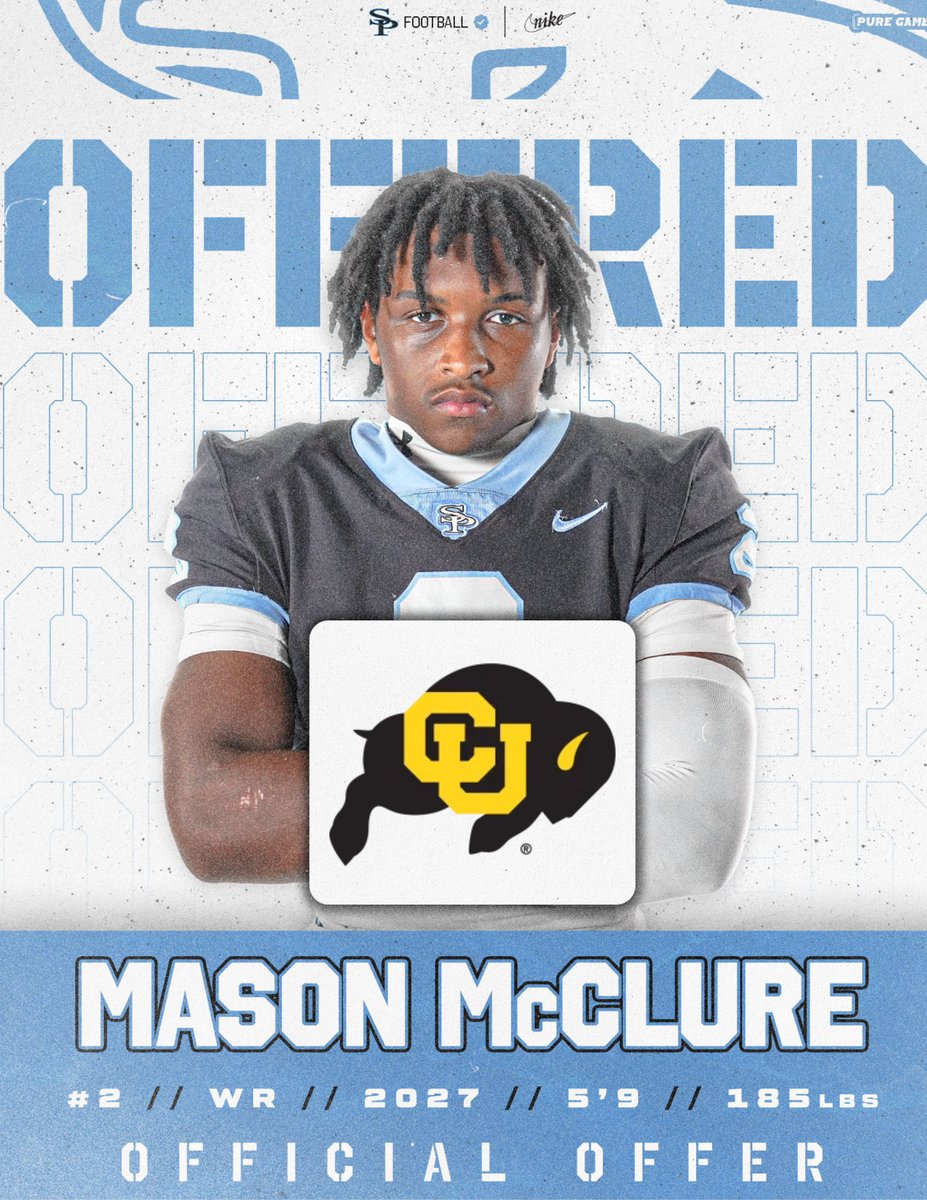 Jag Nation... Congrats go out to our 27 Athlete Mason Mcclure for earning an offer from The University of Colorado! So proud of you man! Keep leading and being a great teammate!!
#SPFootball 
#ItsComing