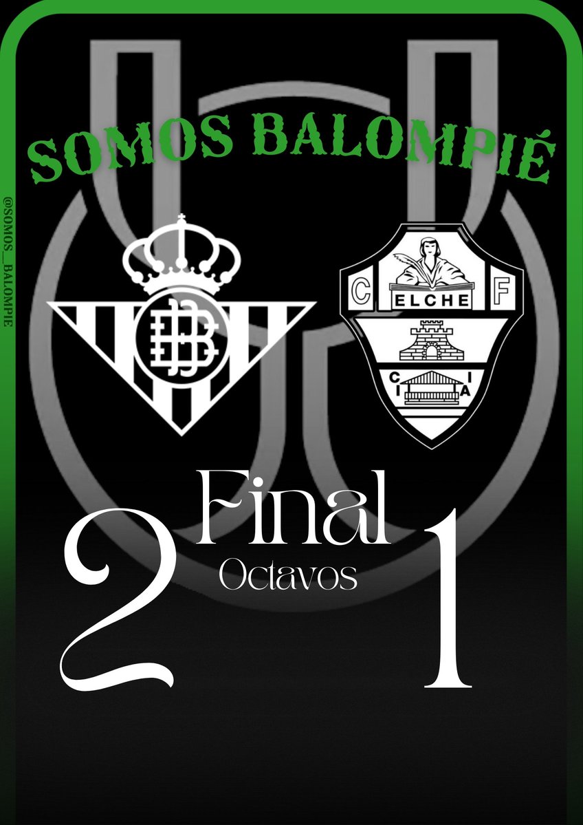 somos__balompie's tweet image. Termina el partido en 𝐋𝐚 𝐂𝐚𝐫𝐭𝐮𝐣𝐚 

@RealBetis 𝟐 - 𝟏 @elchefc

⚽️ @Chimy_Avila9 ×2

🖋️ El próximo 𝐯𝐢𝐞𝐫𝐧𝐞𝐬 a las 𝟐𝟑:𝟎𝟎 analizaremos este partido   y seguiremos desgranando "𝐈𝐥 𝐌𝐞𝐫𝐜𝐚𝐭𝐭𝐨" ⤵️

📲 @somos__balompie 
🖥 youtube.com/@somos__balomp…