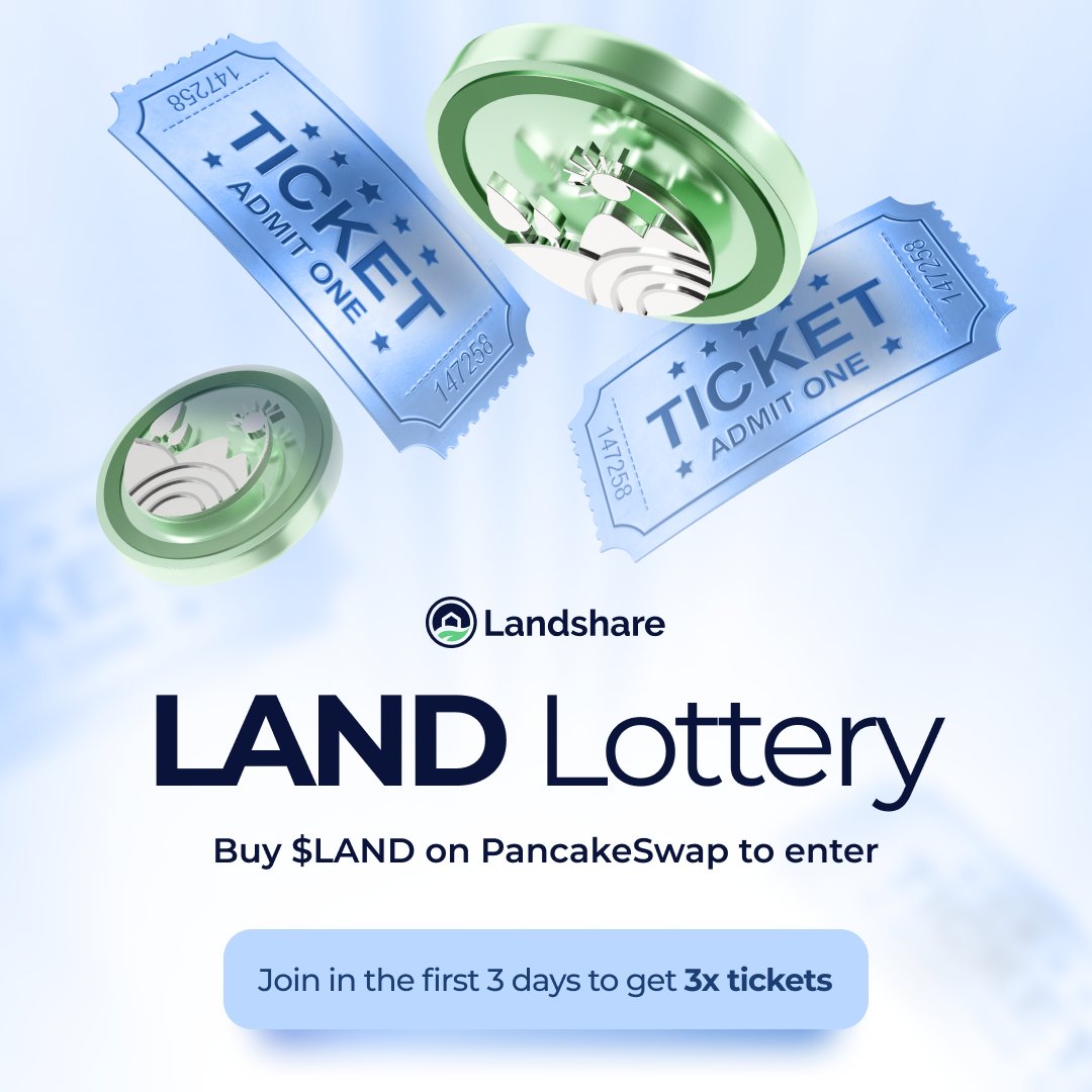 🎟️ LAND Lottery 2.0 is LIVE!

Buy $LAND on PancakeSwap to enter. Every 50 LAND = 1 ticket, and the earlier you join, the better your odds.

Join in the first 3 days and get a 3× ticket multiplier
👉app.galxe.com/quest/landshar…

↓ How it works
1️⃣ Buy 50+ LAND on PancakeSwap
2️⃣ Verify