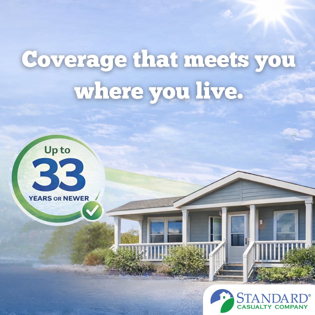 StandardCas's tweet image. Standard Casualty offers manufactured home coverage that fits real life. Homes up to 33 years or newer may qualify for affordable, reliable protection.

 Get a quote: stdins.com/sia-insurance-…

#ManufacturedHomeInsurance #MobileHomeInsurance #TX #AZ #NM #NV #StandardCasualty