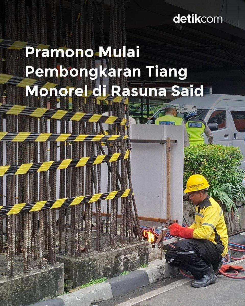 detikfinance's tweet image. Gubernur DKI Jakarta Pramono Anung menyaksikan langsung pemotongan tiang monorel mangkrak di Jalan HR Rasuna Said, Jakarta Selatan. Pramono didampingi mantan Gubernur DKI Jakarta Sutiyoso (Bang Yos) serta jajaran Pemprov DKI.

#detikcom #pramonoanung #tiangmonorel #rasunasaid