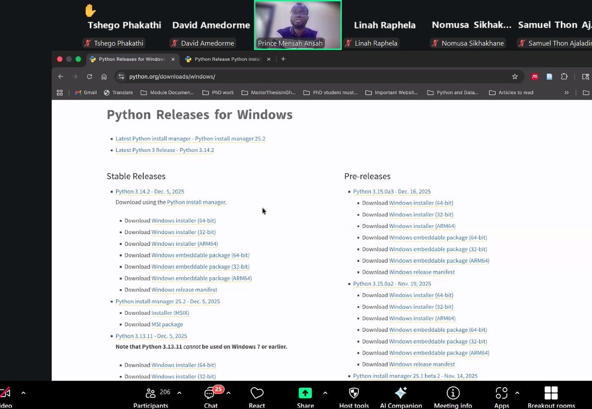 Hub_Omics's tweet photo. A great kickstart to the OmicsHub &amp; CSIR-CRI Data Analysis Bootcamp!

We’re excited to share progress from the Python Track, where participants begun intensive training—starting with Python download, installation, and core programming basics..
Stay connected for more updates https://t.co/BjySBA2WH8