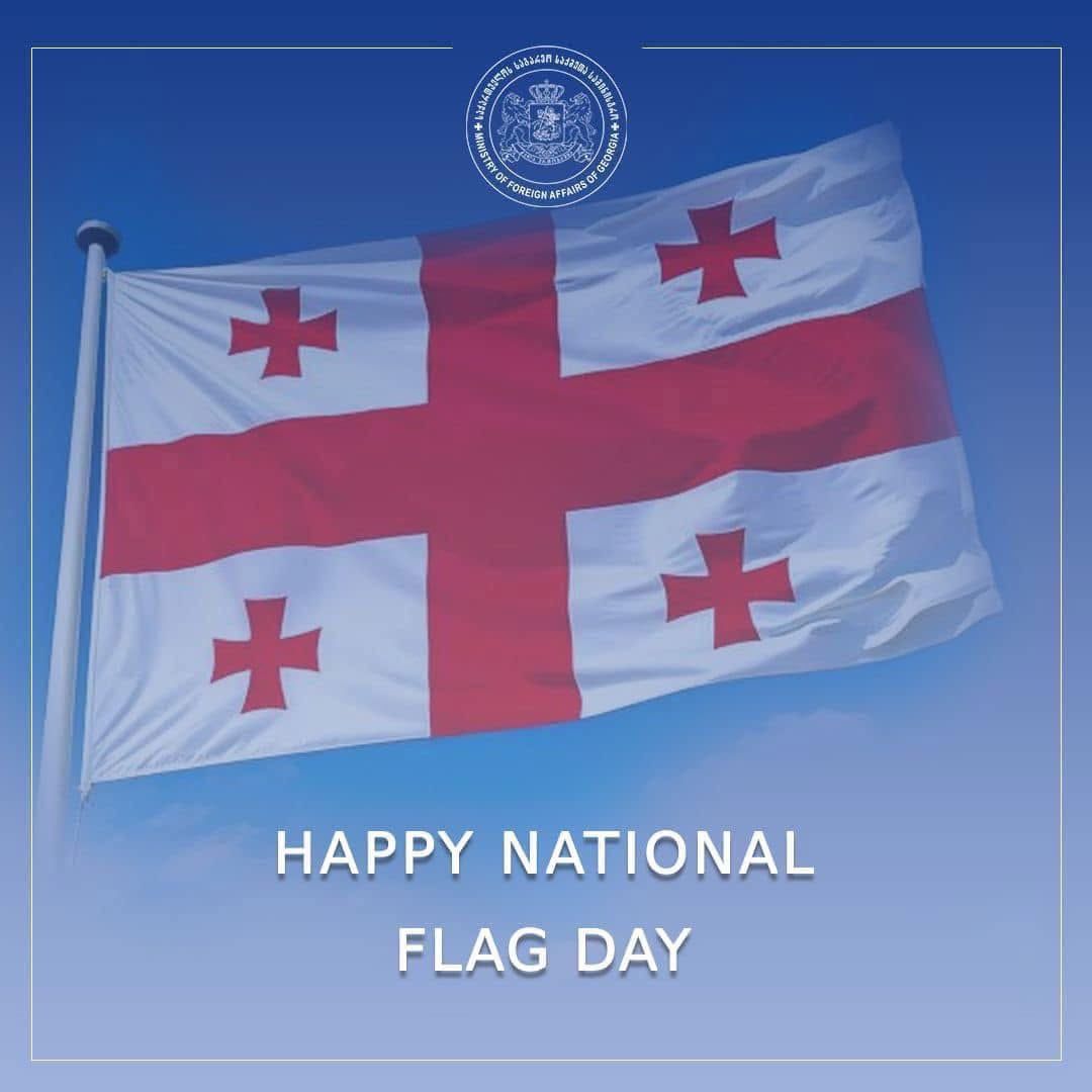 🇬🇪 Today, Georgia celebrates its National Flag Day. The Georgian five-cross flag is among the oldest flags in the world; centuries-old symbol represents our nation, church, and state. It embodies the strength, courage and resilience of the Georgian people and hope for peaceful