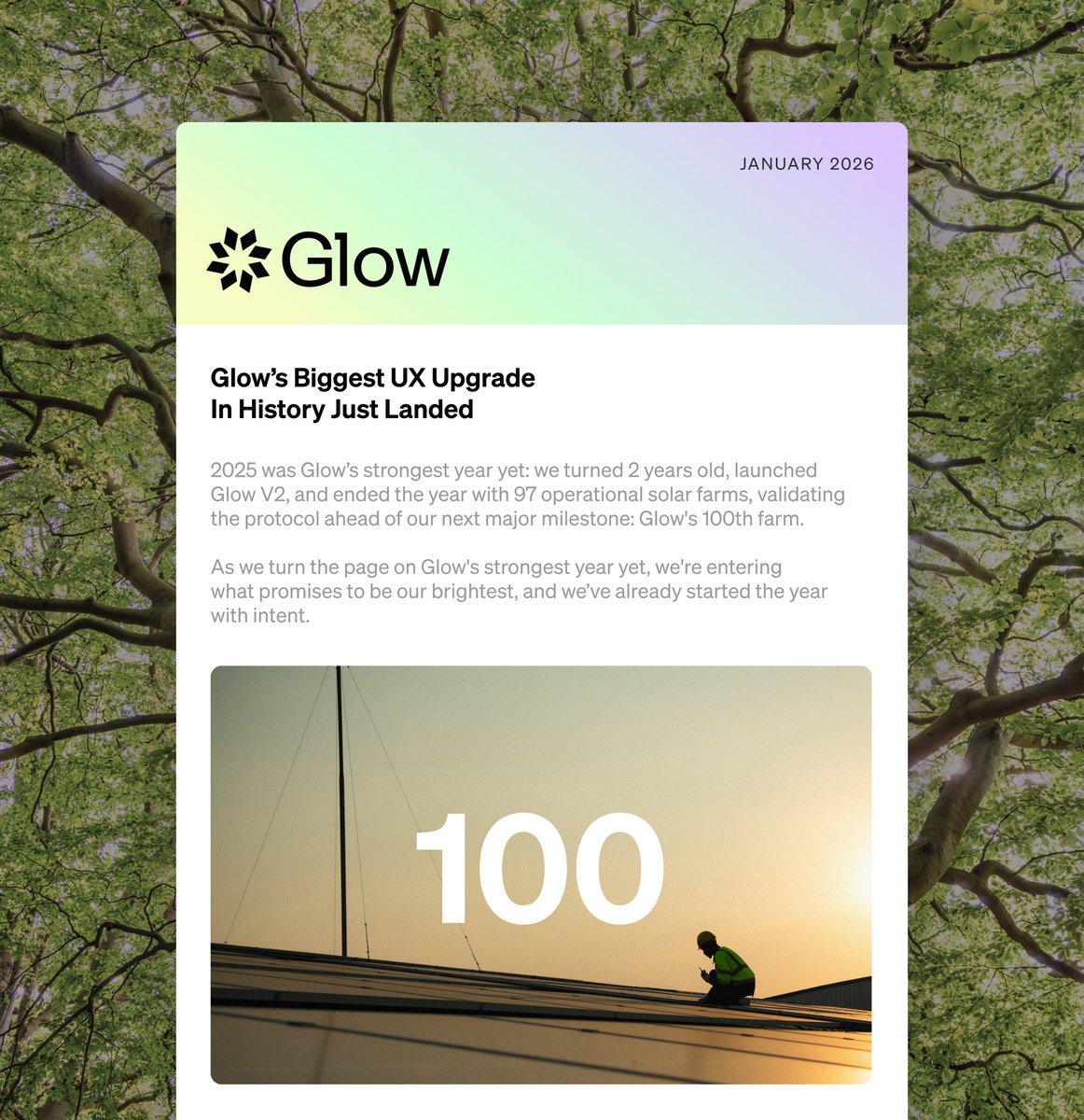 GlowFND's tweet image. Newsletter: January 2026 ☀️ 

Tomorrow, our first newsletter of the year goes out, and it's crammed with exciting updates.

If you haven't SUBSCRIBED yet, now's the time to do so. 

It's the perfect Glow roundup for new and existing users alike 👇

glow.org/#newsletter