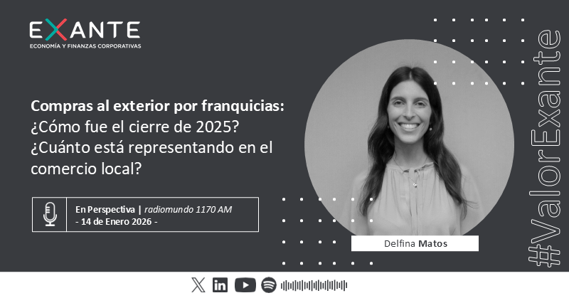 Exante_UY's tweet photo. #Entrevista🎙| “Las compras por franquicias se duplicaron en 2025, a casi 2 millones de paquetes por unos US$ 200 millones".
@delfimatos en @enperspectivauy
#Enlace 🔗: https://t.co/kc5mMj7fNG
#Escuchalo 🎧: https://t.co/cMA3itEydv https://t.co/KudhhgjRvM