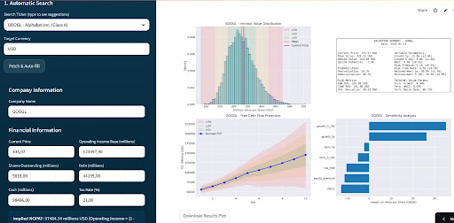 ValueIntrinsiCF's tweet photo. Most DCF models are broken. They assume a single, "perfect" future and maybe a couple extra cases. But markets don't work that way. 

I built a tool that runs a Monte Carlo simulation for any stock to find the range for its intrinsic value.

It turns guessing into statistics. 🧵 https://t.co/M8davptoNi