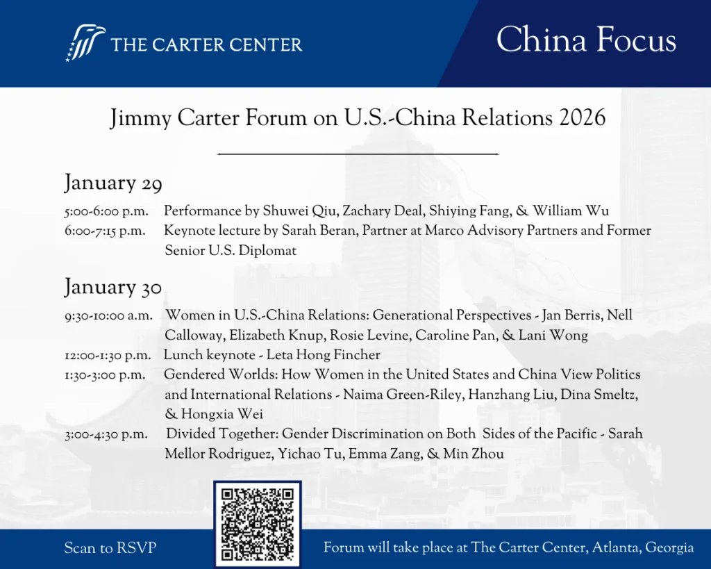 _chinacenter's tweet photo. Join us and @uscnpm on Jan 29th and 30th at The Carter Center's conference on Women in U.S. China relations.

Learn more and RSVP at: https://t.co/SetPU0hX2h https://t.co/2s8F5TmQrv