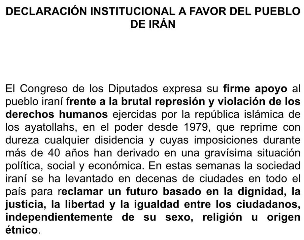 Y en especial apoyo y solidaridad con las mujeres iraníes por su valentía y tenacidad. Esperemos que todos los Grupos lo acepten y se lea como declaración institucional.