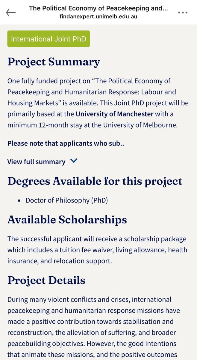 opportunitiesfy's tweet photo. 📣 Fully Funded Joint PhD | The University of Melbourne & University of Manchester
Political economy of peacekeeping & humanitarian.
💼 Full funding
🏠 Living & relocation support
📅 Deadline: 31 March 2026
🔗 https://t.co/L6SmCXlUiE
#FullyFundedPhD #JointPhD https://t.co/U6PTMndbNw