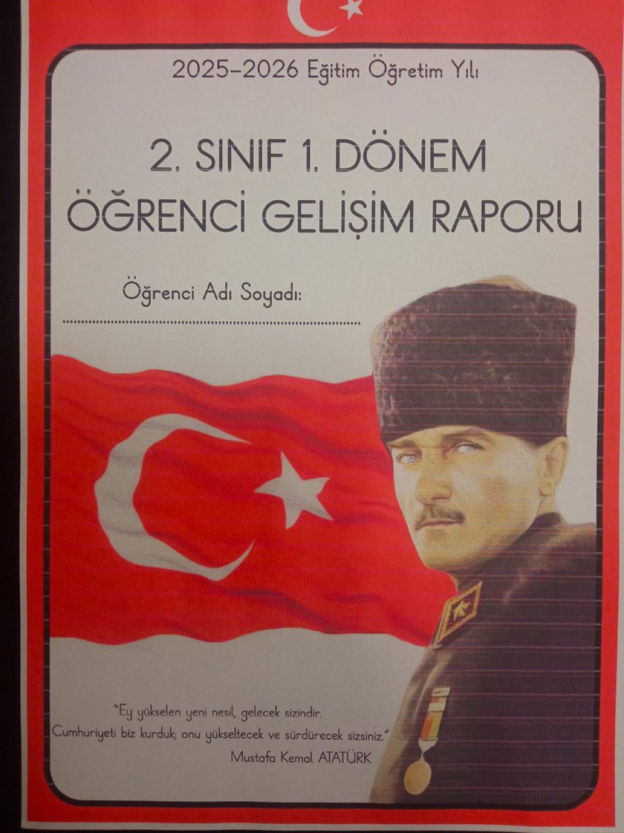 Bir öğretmenin paylaşımı:

“Karne günü kuzucuklarıma vereceğim gelişim raporuna kapak.”
