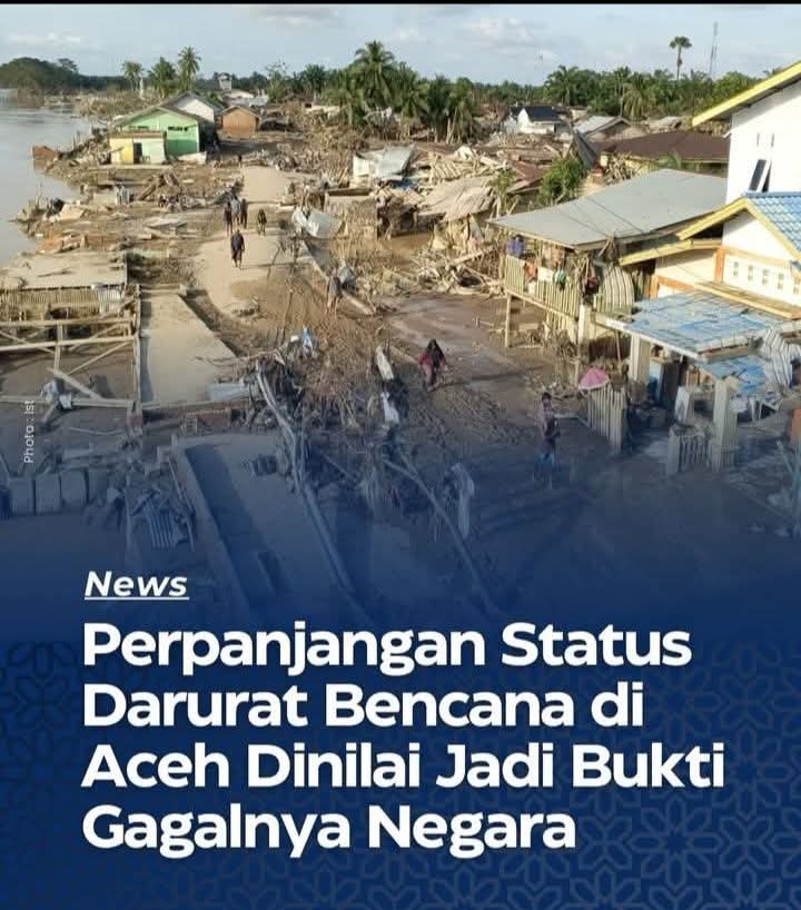Koalisi Masyarakat Sipil Peduli Bencana menilai perpanjangan ketiga status darurat bencana di Aceh sebagai bukti kegagalan negara menangani banjir dan longsor Aceh–Sumatra sejak November 2025. Koalisi mengkritik pemerintah pusat yang enggan menetapkan bencana nasional, meski