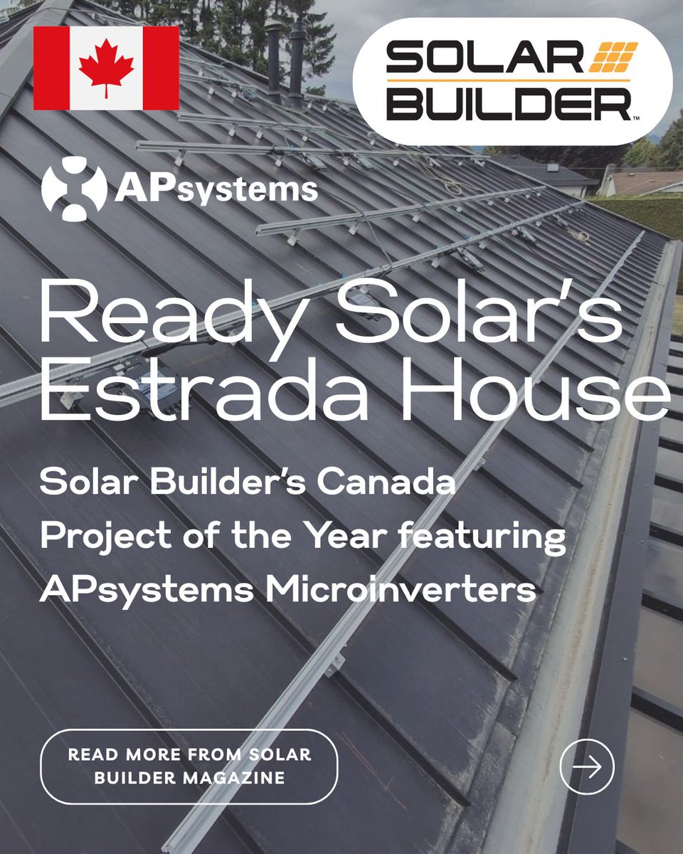 APsystemsSolar's tweet image. We’re proud to see APsystems microinverters featured in Solar Builder’s inaugural inaugural Canada Project Competition! ! 🌟 

Read the full feature: buff.ly/0oQDF3M

#APsystems #SolarBuilder #CanadianSolar #Microinverters #ReadySolar #ResidentialSolar #SolarInnovation