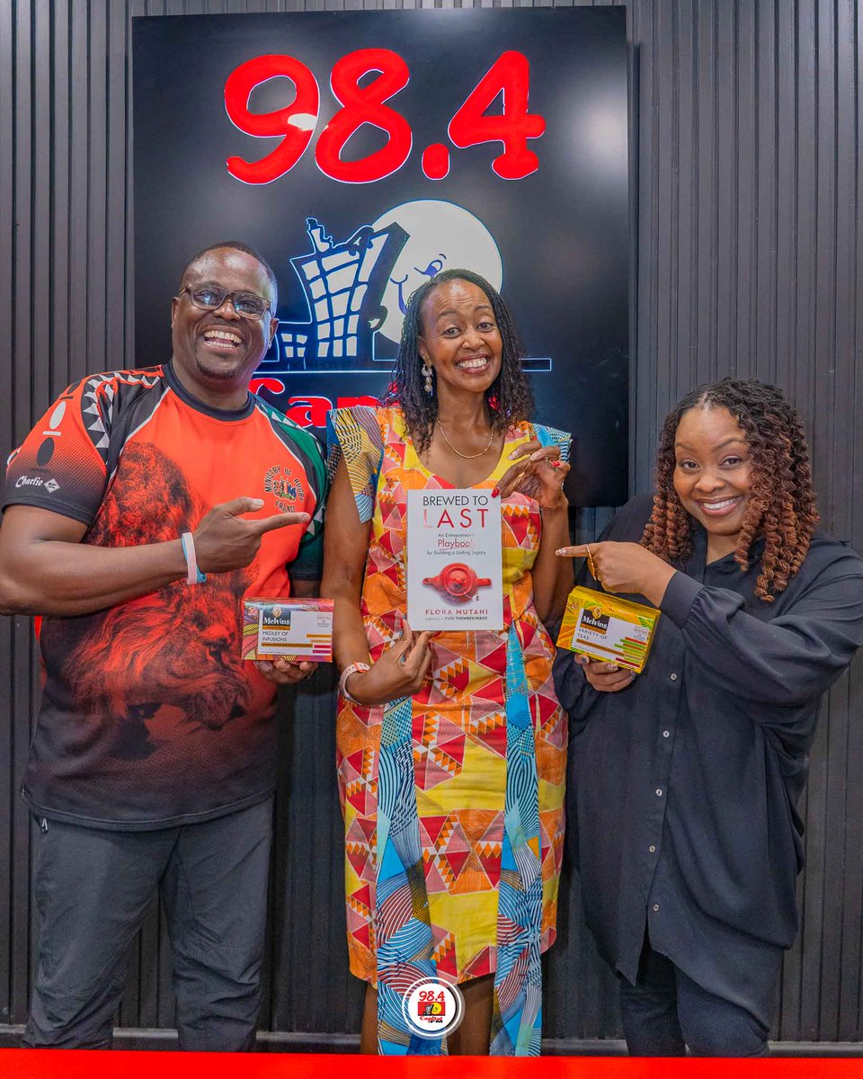 CapitalFMKenya's tweet photo. Today, Tea was served… literally! CEO and Founder Melvins Tea, Flora Mutahi spilled wisdom, laughs, and inspiration on #JamMasters today with @Palloti76 & @JuneGachui on The Jam, 98.4 Capital FM. #DriveOut https://t.co/rJRQ8gMgBp