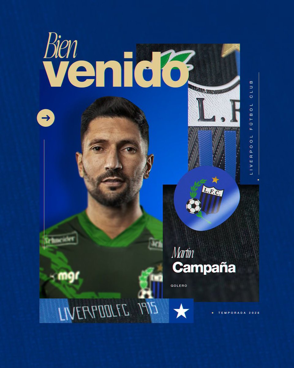 LiverpoolFC1915's tweet image. 🔵 ¡Bienvenido Martín!

El golero Martín Campaña es nuevo jugador de Liverpool.
