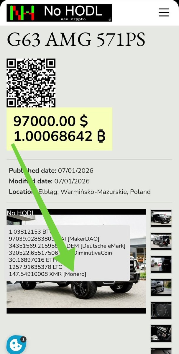 eidy_ruiva's tweet photo. From digital currency to real assets: 1 BTC can now buy a G63 AMG. https://t.co/kh2NmncQ1M