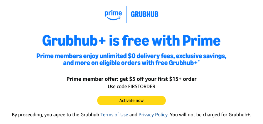 USCCStrategy's tweet image. #ad #Amazon: Prime member offer: get $5 off your first #Grubhub+ order with with code FIRSTORDER through June 30, 2026  
amazon.com/prime/offer/em…
Signup Amazon Prime: amazon.com/prime?tag=bgh1…