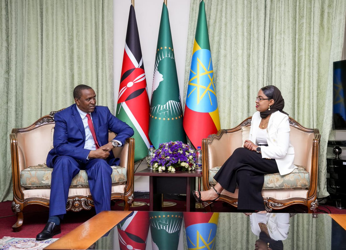 MFAEthiopia's tweet photo. The Ambassador-designate of the Republic of #Kenya, Galma Mukhe Boru, and the newly appointed #UN Women Country Representative to Ethiopia, Jennet Kem, presented copies of their credentials to the Chief of Protocol at the Ministry of Foreign Affairs of the Federal Democratic Republic of #Ethiopia, Aziza Geleta.