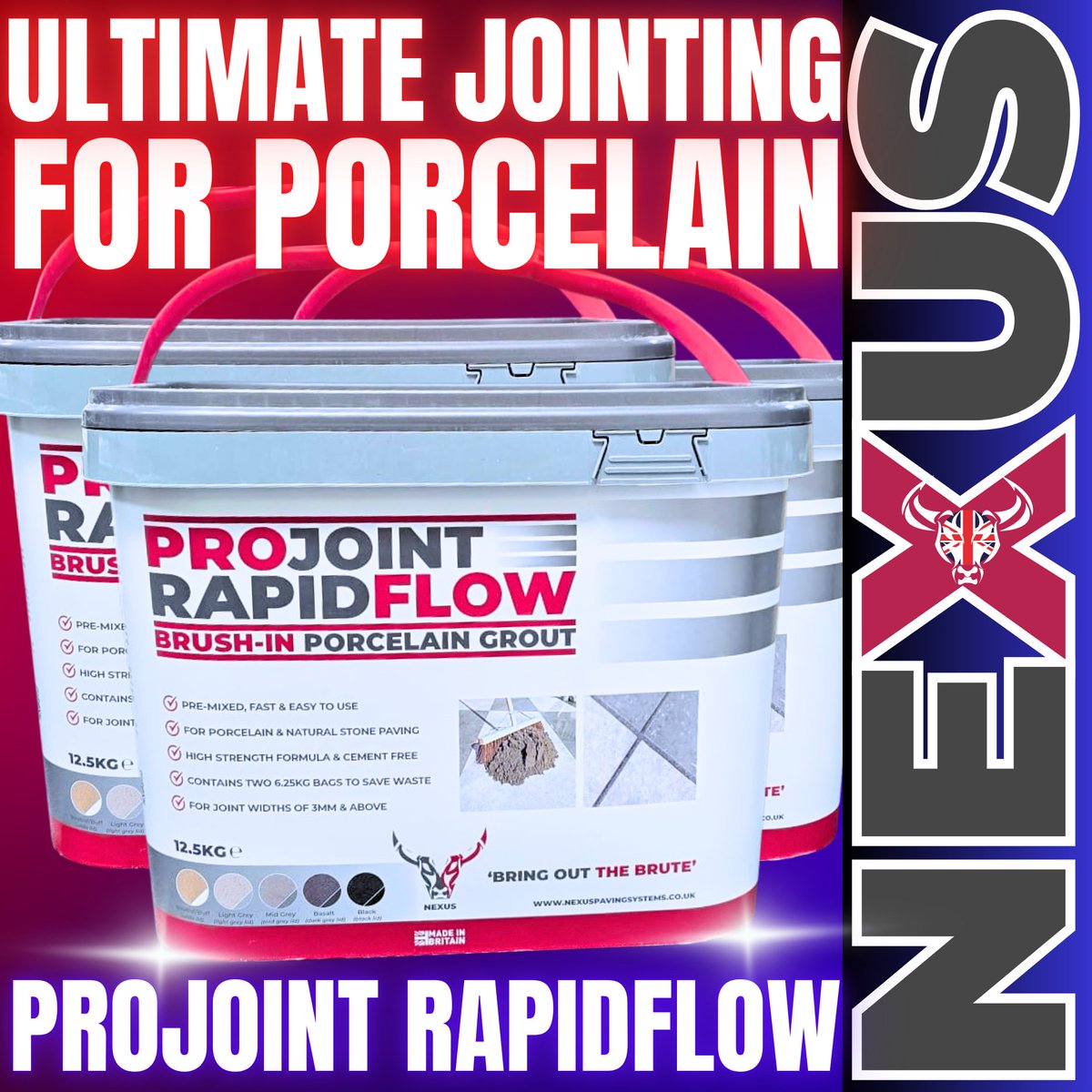 For Jointing Porcelain Paving it's the 'one &amp; only' ProJoint RapidFlow Brush-In - Available in 5 colours #projointrapidflow #porcelain #paving #jointing